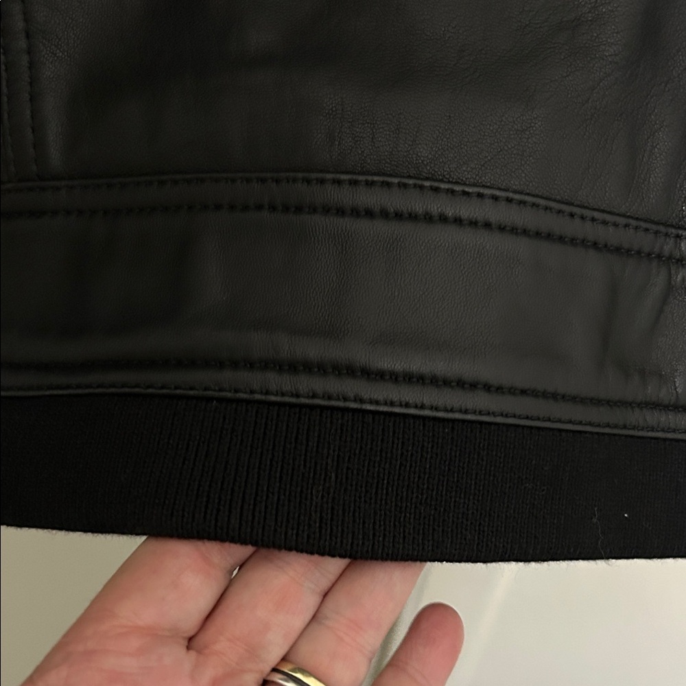 Quince NWOT Women's Black Leather Jacket with Hood - Picture 12 of 13